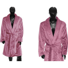 BATHROBE COMFORT QUEEN S DUSTY PINK 100% polyester, flannel fleece, 230gsm