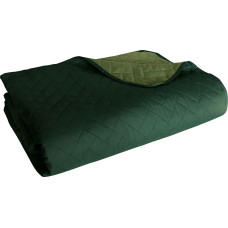 BEDSPREAD 220X240 SOLID COLOR REVERSIBLE BEDDO 004 GREEN-BOTTLE HERRINGBONE