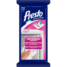 Presto Mitrās salvetes dažādām virsmām 72 gab.