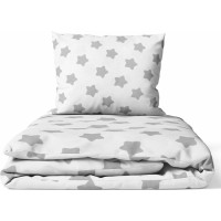 Ankras 2pcs bedding set 35/100 40/60 grey stars white