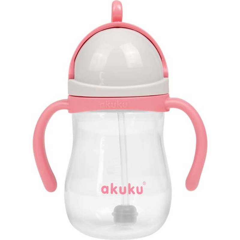 Akuku A0676 buteliukas su šiaudeliu ir svareliu – rožinis