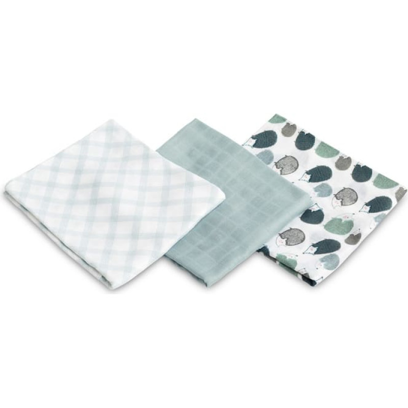 Sensillo bambukinės sauskelnės, 3 vnt. HEDGEHOG BLUE 70X80