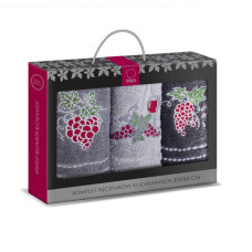 FARO Rankšluosčių rinkinys 3x30x50 su siuvinėjimu 002 Vynuogės