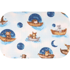 Ega Kids Diaper - 30022 - TETRA PRINT - EGA - ANIMALS on the BOAT - BLUE - size 70x80 cm
