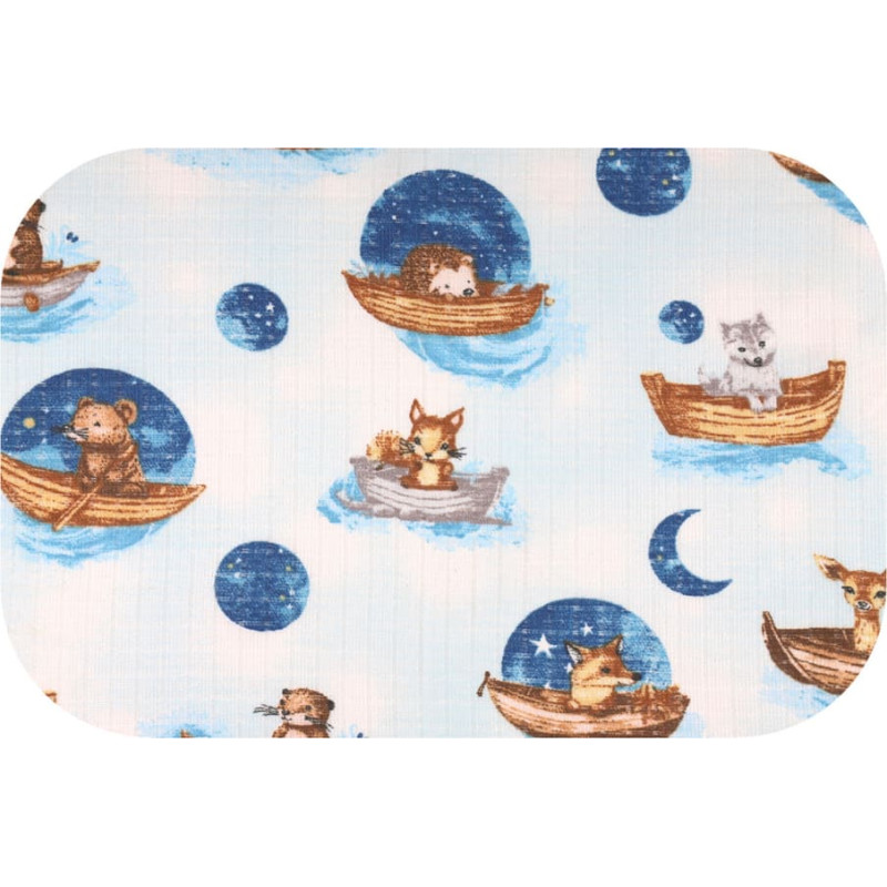 Ega Kids Diaper - 30022 - TETRA PRINT - EGA - ANIMALS on the BOAT - BLUE - size 70x80 cm