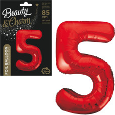 BALON FOLIOWY CYFRA 5 CZERWONA