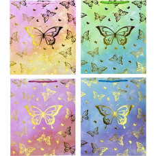 TORBA NA PREZENTY MOTYLE HOLOGRAFICZNE M