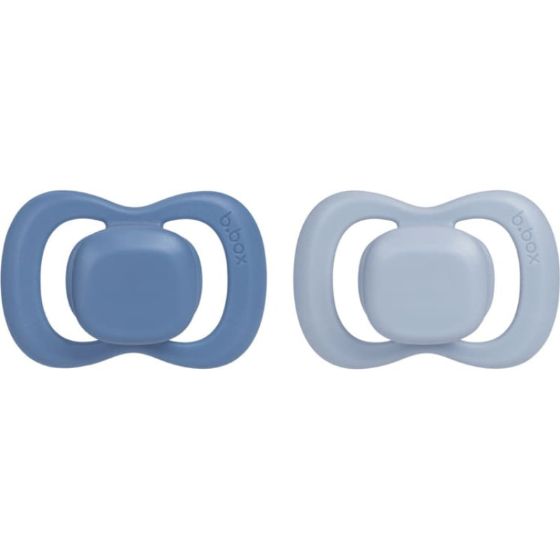 B.box BB300308 Smoczek dla noworodka i niemowlaka 2 szt symetryczny silikonowy 0-6m niebieski/błękit