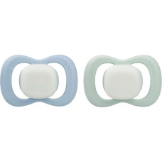 B.box BB300808 Smoczek silikonowy symetryczny 6m+ 2 szt glow in the dark błękit/szałwia
