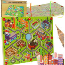 Magnetinis medinis stalo labirintas – žaidimas „Kelionė po didmiestį“ 2 žaidėjams