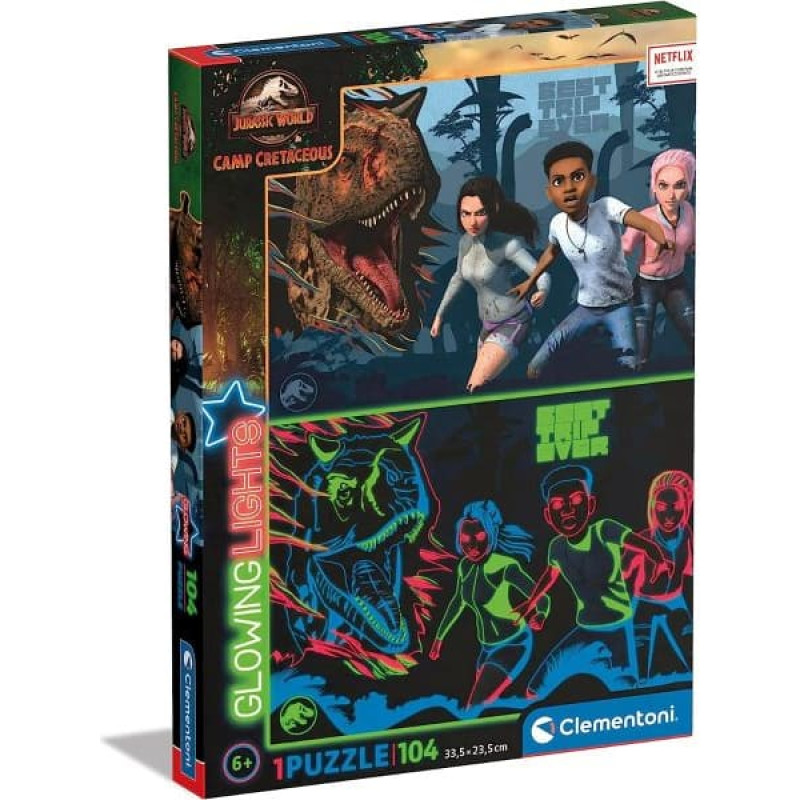 Clementoni dėlionė „Jurassic World“, 104 dalys, šviečia tamsoje