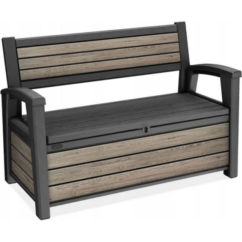Keter suolas su daiktadėže Deco Garden Bench, 227 l, Ashwood rudos spalvos