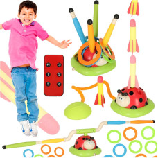 Vaikų vikrumo sportinis žaidimas: šokinėjimas per virvę, taikinio metimas, „Ladybird Launcher“ 3 viename