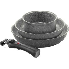 Ballarini Komplekts 3 gab. Torre pannas &Oslash;24cm, &Oslash;28cm un mērces katliņ&scaron; &Oslash;16cm + 3 gab. noņemami rokturi