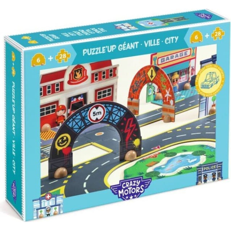 Djeco Crazy motors - Milžini&scaron;ka dėlionė - Miestas (33 det.)