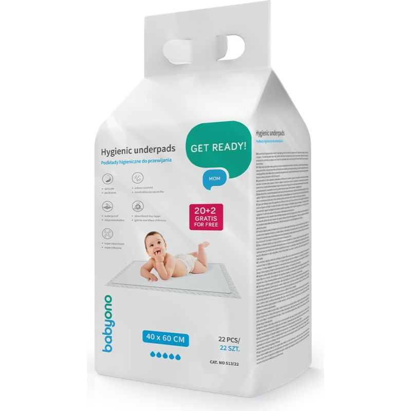 Babyono higieniniai paklotai 40x60 cm, 20 vnt. + 2 nemokamai
