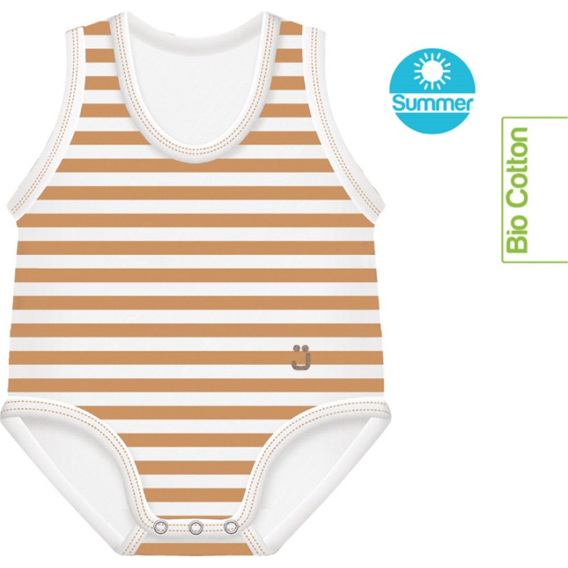Growing body Bio Cotton Summer 0-36m caramel stripes