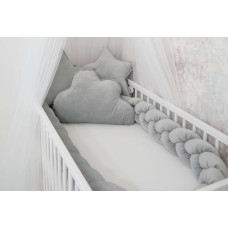 Duet Baby Bumper - BRAID + 3 PILLOW - 884 -  VELVET - GREY - size 230 cm