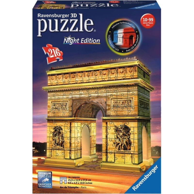 Ravensburger 3D Puzzle Arc de Triomphe with Light, 216 pcs, 10+