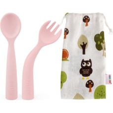 Haakaa Elastīgo silikona galda piederumu komplekts Haaka Bendy Silicone Cutlery Set - Blush