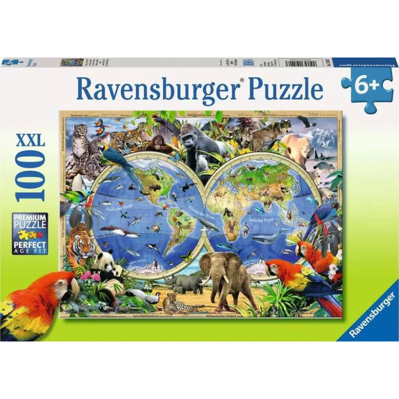 Ravensburger Puzzle 100 pcs Animal World Map