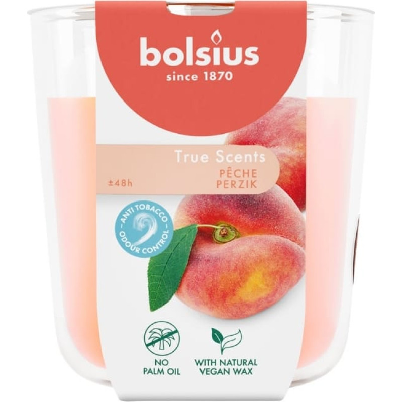 Bolsius Svece arom. stikla gl. True Scents &Oslash;97x85mm peach