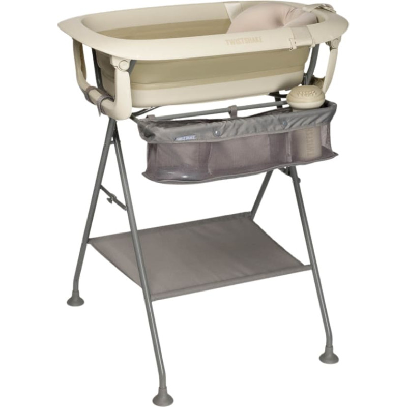 Twistshake luxury bath kit foldable baby bathtub with bath stand dar beige 79147