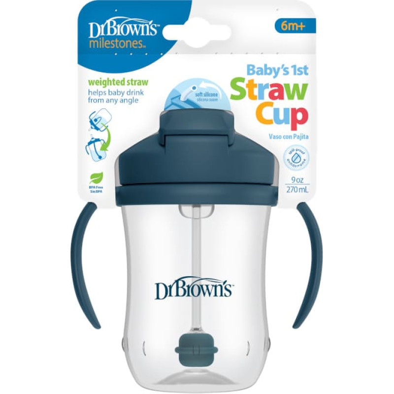 Dr.browns TC91105 Kubek Pierwsza słomka 270ml granatowy +6m