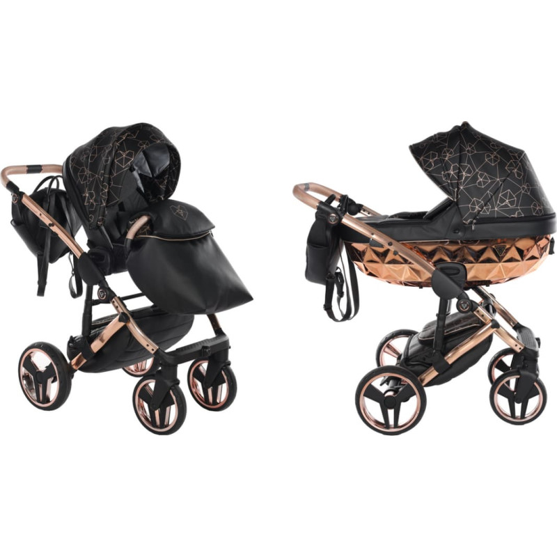 Junama Universal stroller 2 in 1 Hearts 02 Black/coper