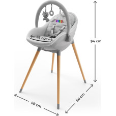 Kinderkraft 2 viename maitinimo kėdutė FINI UP, pilka