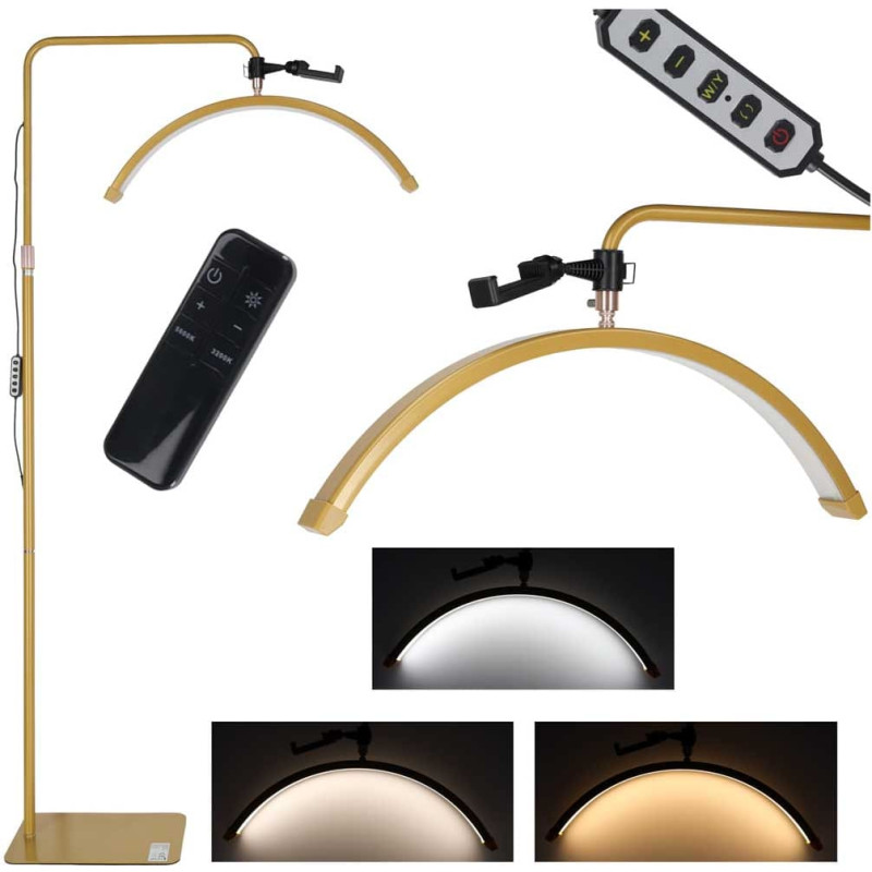 Reguleeritav 36W LED-lamp ripsmepikendustele, kosmeetiline, varjudeta, kaarekujuline, kuldne