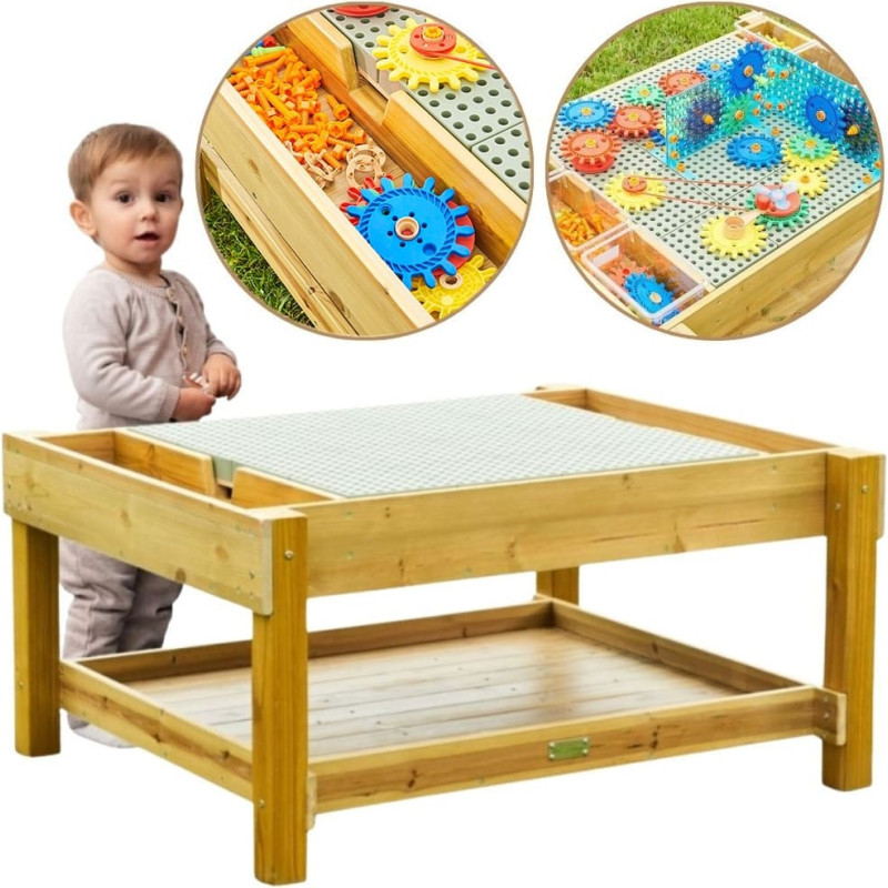 Masterkidz medinis edukacinis stalas 1200L lauko STEM veikloms + priedai