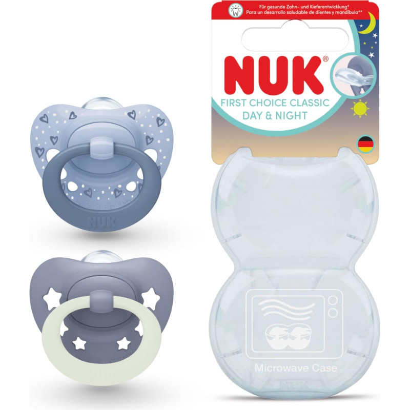 NUK 10175396 First Choice dummies SI1 CLASSIC D&N BLUE 2 pcs. 0-6m