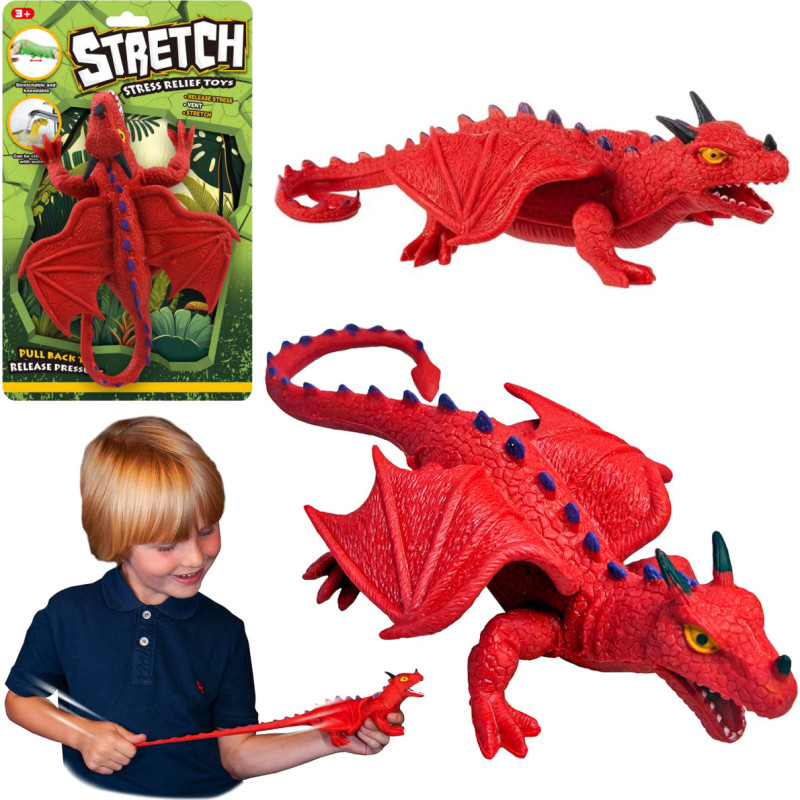 DINOZAUR SMOK CZERWONY DO ROZCIĄGANIA