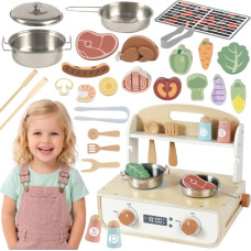 Tooky Toy Wooden Kitchen with Grill and Accessories