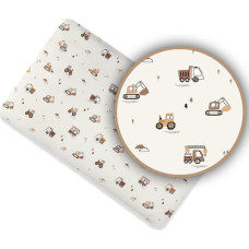 Ankras bed sheet with elastic band 120x60 beige construction machines