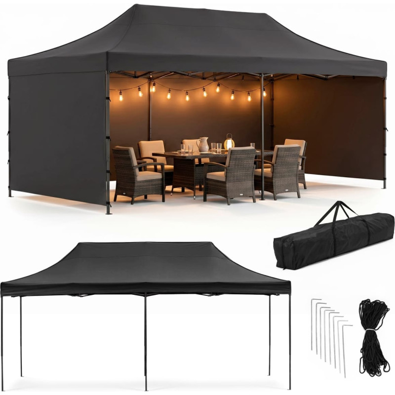 Springos Sodo palapinė 3 x 6 m, juoda (GP0008)