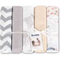 Sensillo TETRA DIAPER 70X80 5-PACK MOUSE GREY