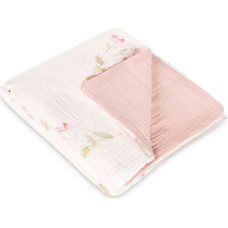Sensillo BLANKET CRUSHED MUSLIN 75x100 FLOWERS PINK