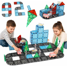 Klocki magnetyczne konstrukcyjne 3D miasto samochody 91 elementów
