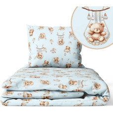 Ankras Bedding set - 5 parts - 120/90/360 - BEAR in the BASKET - BLUE