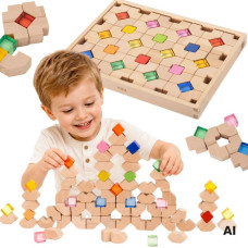 Viga Wooden Acrylic Light Blocks Construction 66 pcs 18m+