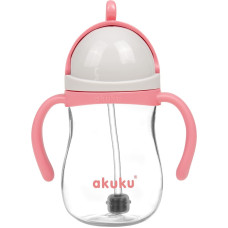 Akuku A0676 buteliukas su šiaudeliu ir svareliu – rožinis