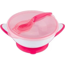 Babyono suction bowl with spoon pink 1063/02