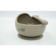 Baby In World BABY 01178 Miska silikonowa z przyssawką i łyżeczką Sage