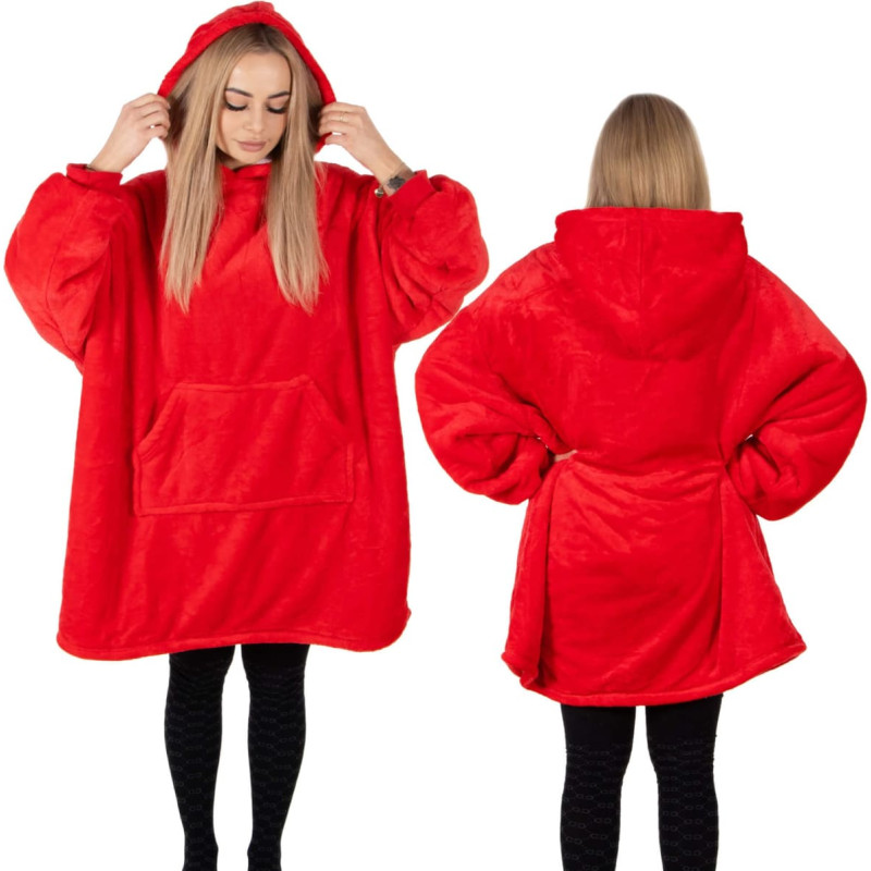 Springos Didelė antklodė su gobtuvu hoodie blanket Springos HA7321 raudona