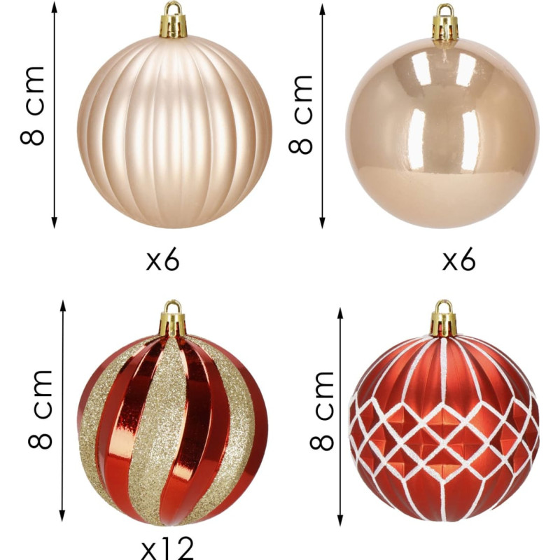 Springos Kalėdiniai kamuoliukai Springos CA1132 8 CM 30 vnt.