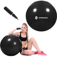 Springos Gimnastikos kamuolys Springos FB0014 65 cm su pompa juodas