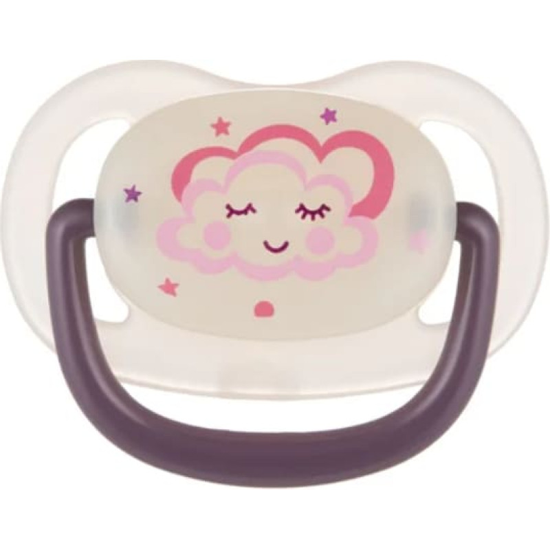 Canpol 22/501_pin Smoczek uspokajający silikonowy 6-18m anatomiczny NIGHT DREAMS różowy