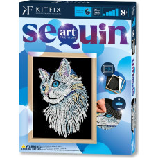 Kitfix DIY „Sequin Art“ mėlynasis rinkinys „Balta katė“